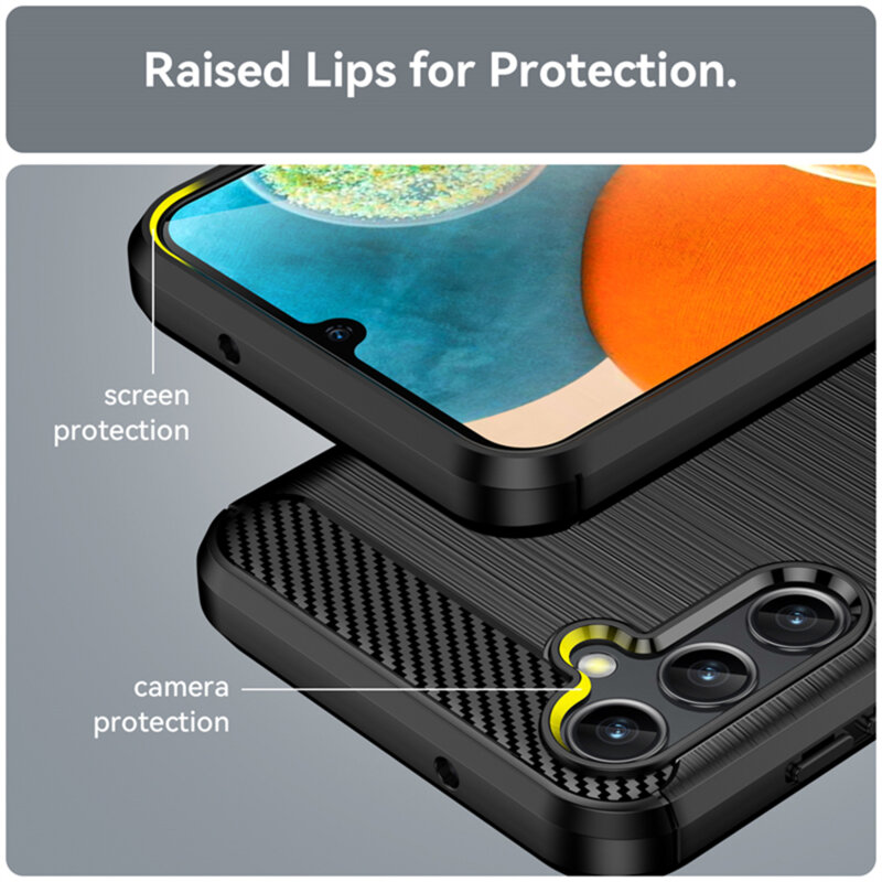 Husa Samsung Galaxy A14 4G Techsuit Carbon Silicone, negru