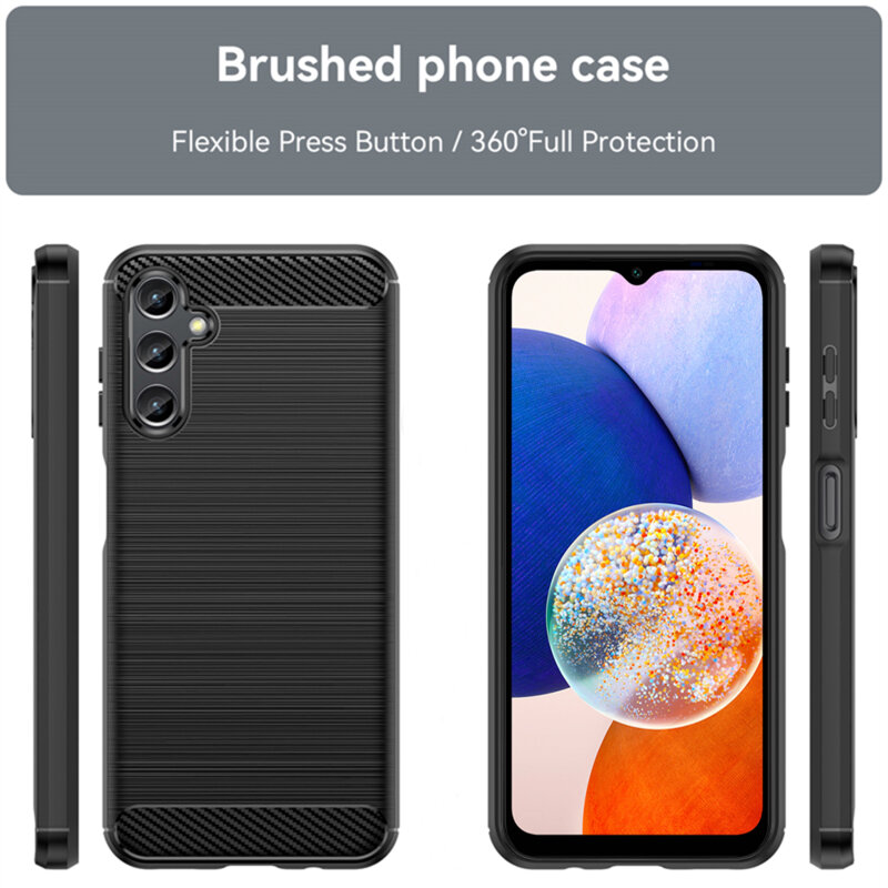 Husa Samsung Galaxy A14 4G Techsuit Carbon Silicone, negru