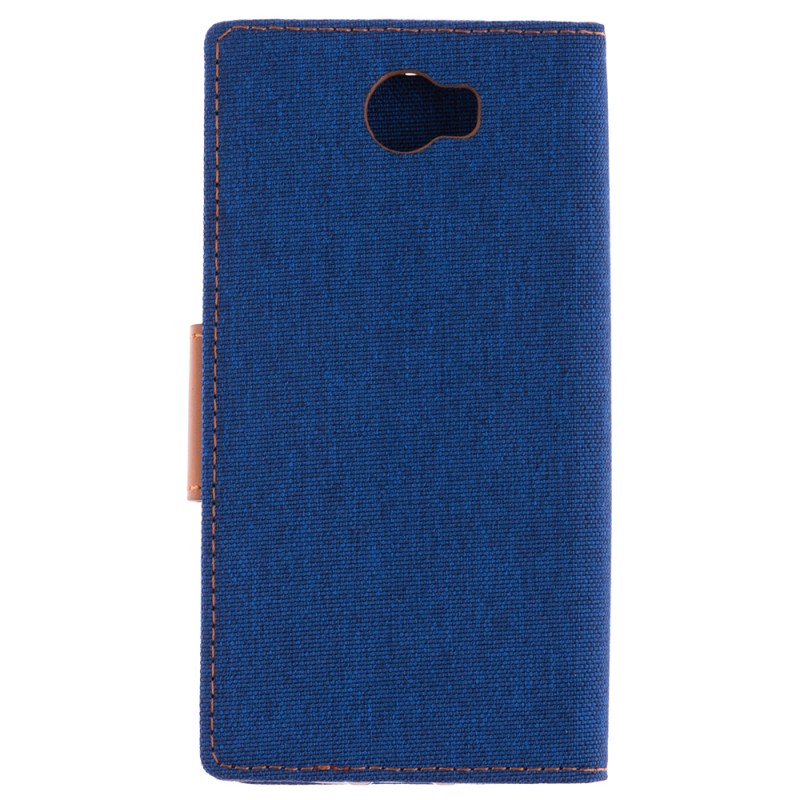 Husa Huawei Y5 II, Y5 2, Y6 II Compact Book Canvas Albastru