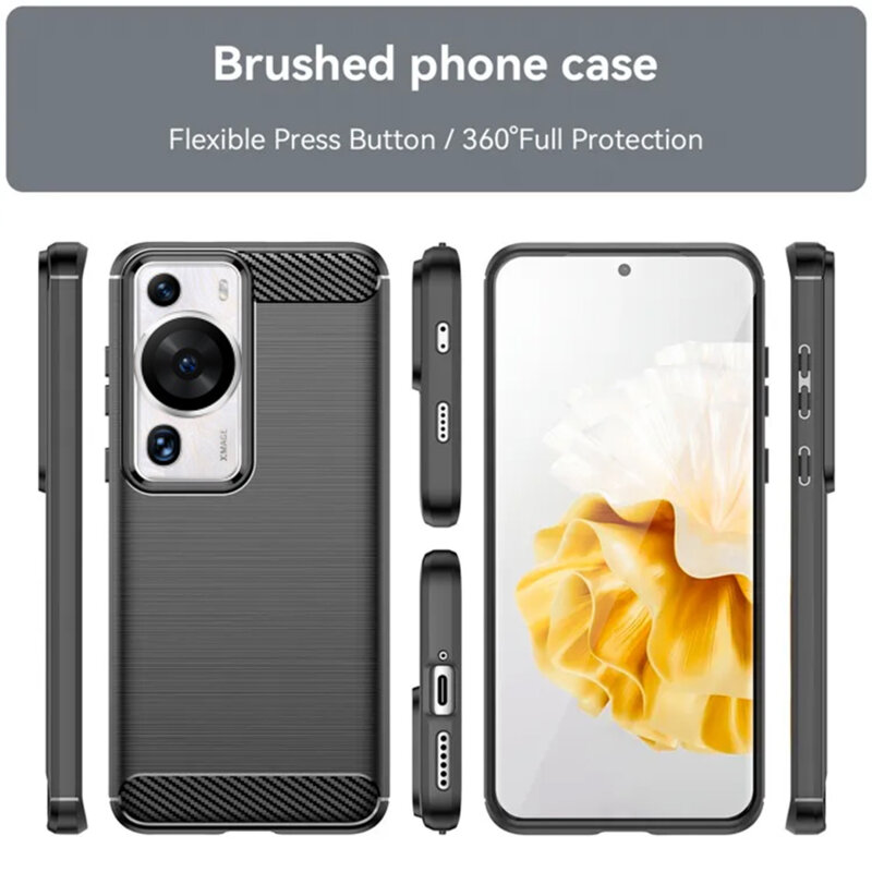 Husa Huawei P60 Pro Techsuit Carbon Silicone, negru