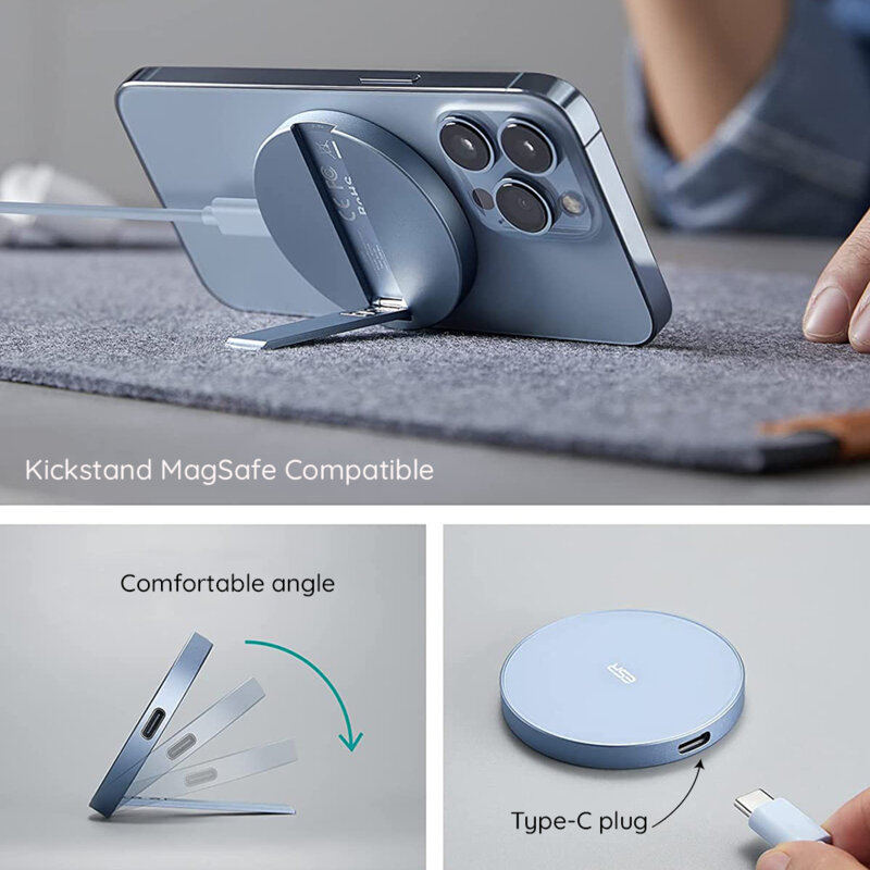 Incarcator wireless MagSafe cu stand ESR HaloLock, bleu