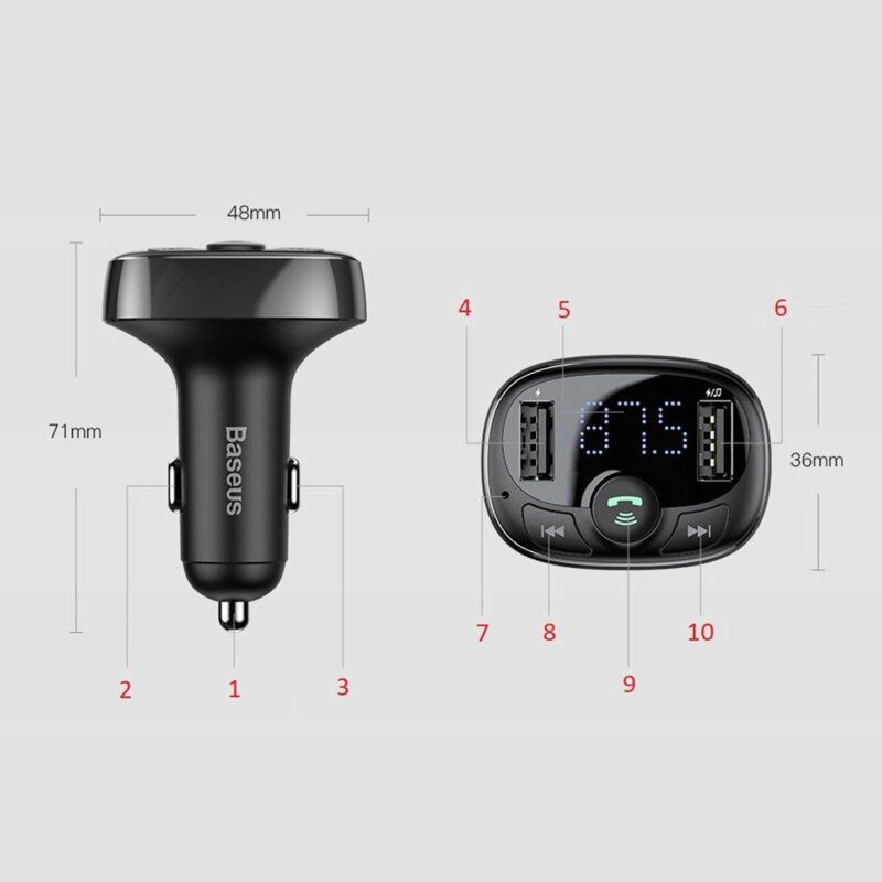 Modulator FM auto Bluetooth Baseus T-Typed S-09A, CCMT000001