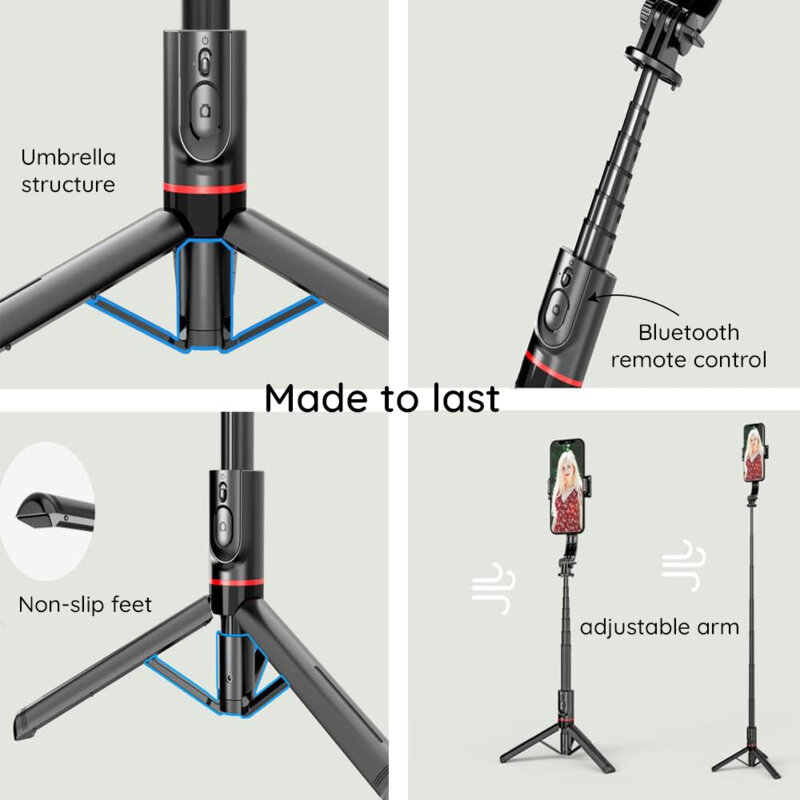 Selfie Stick trepied cu telecomanda wireless Techsuit L12, 106cm