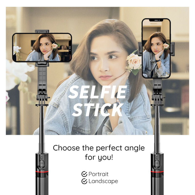 Selfie Stick trepied stabil, telecomanda wireless Techsuit L13, 113cm