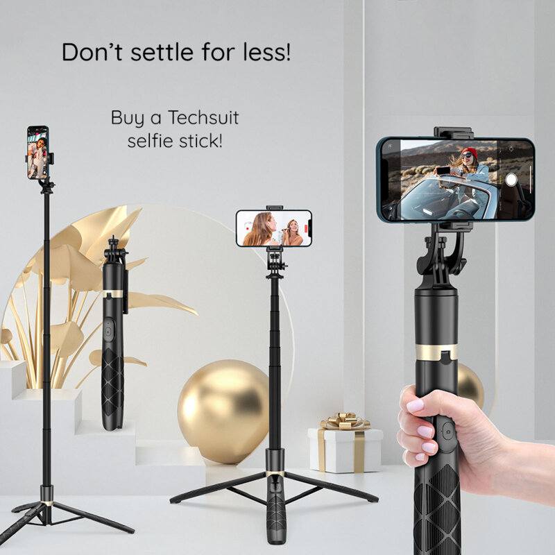 Selfie stick GoPro, trepied telefon cu surub 1/4 Techsuit Q16, 156cm