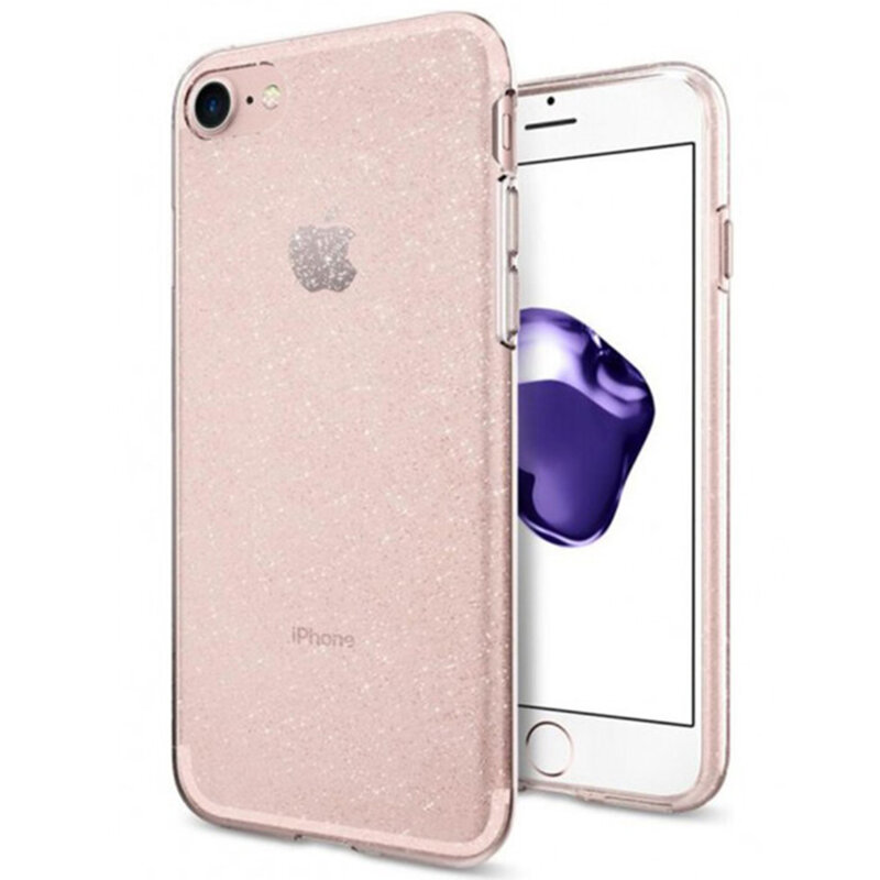 Husa iPhone 8 Spigen Liquid Crystal Glitter, Rose Quartz