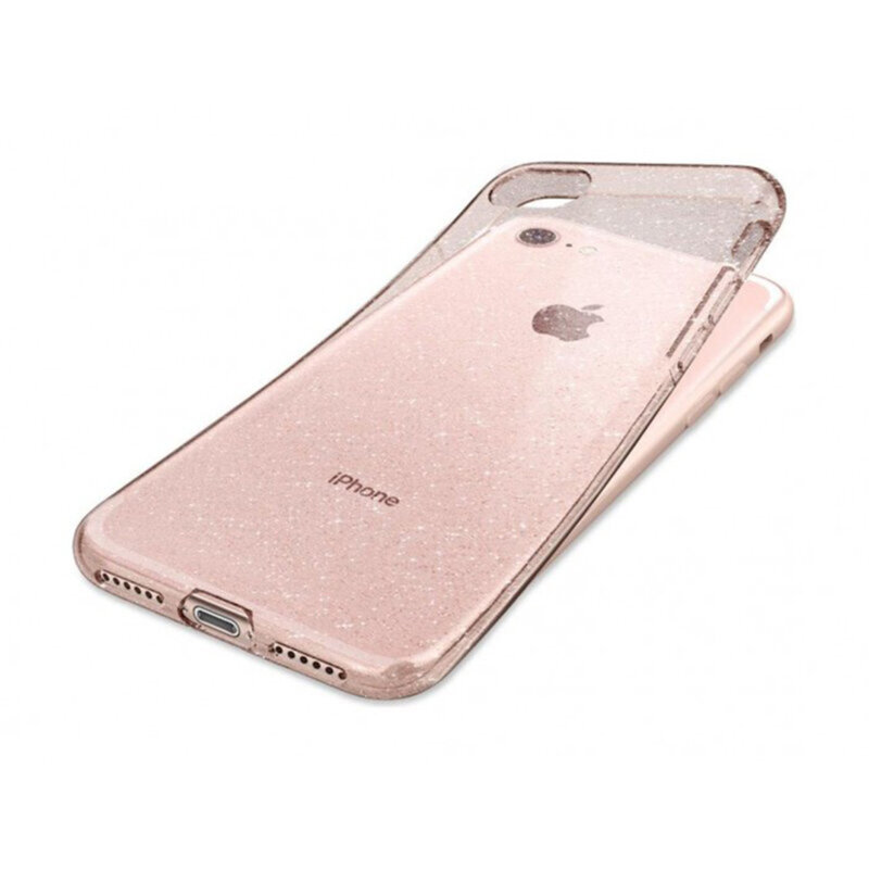 Husa iPhone 7 Spigen Liquid Crystal Glitter, Rose Quartz
