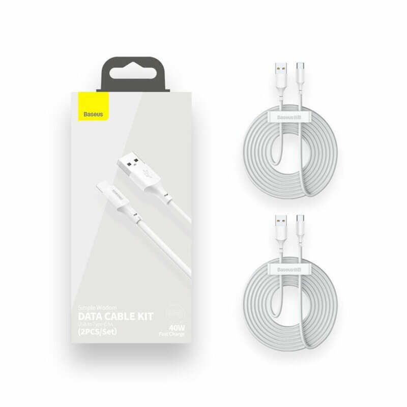 [Pachet 2x] Cablu date tip C Baseus, 5A, 1.5m, TZCATZJ-02