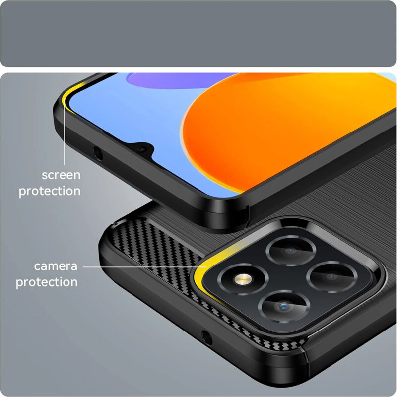Husa Honor 70 Lite Techsuit Carbon Silicone, negru