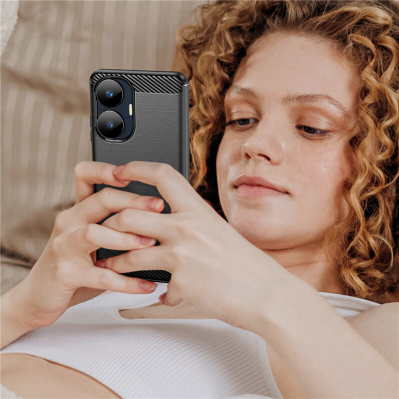 Husa Realme C55 Techsuit Carbon Silicone, negru