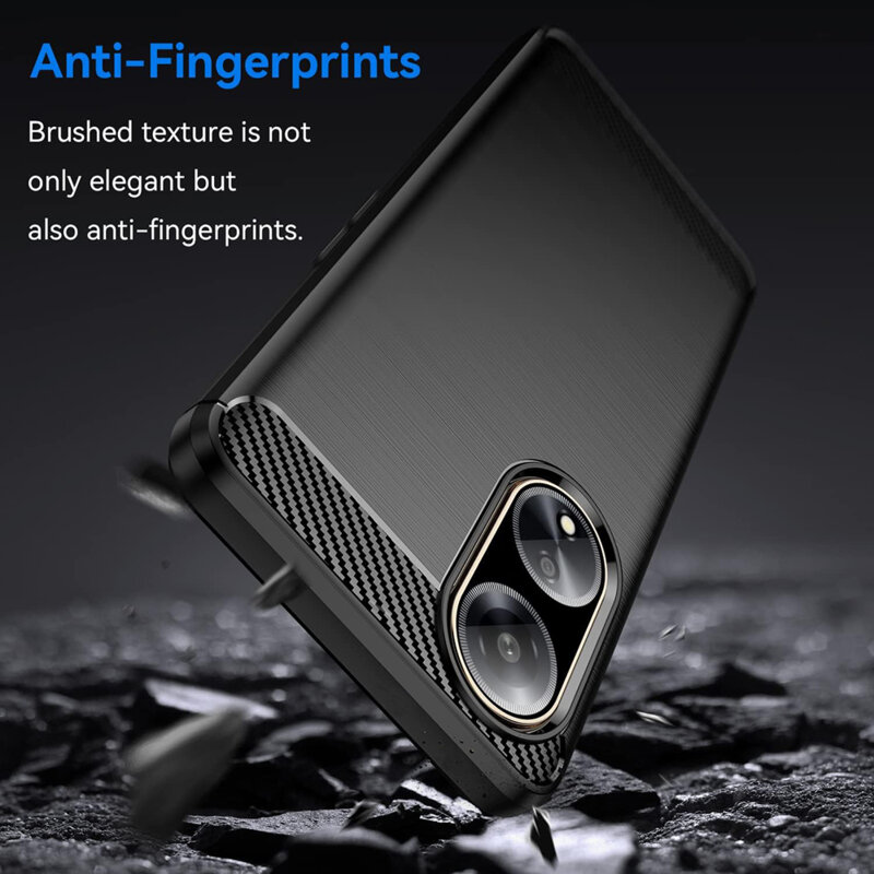 Husa Oppo A98 5G Techsuit Carbon Silicone, negru