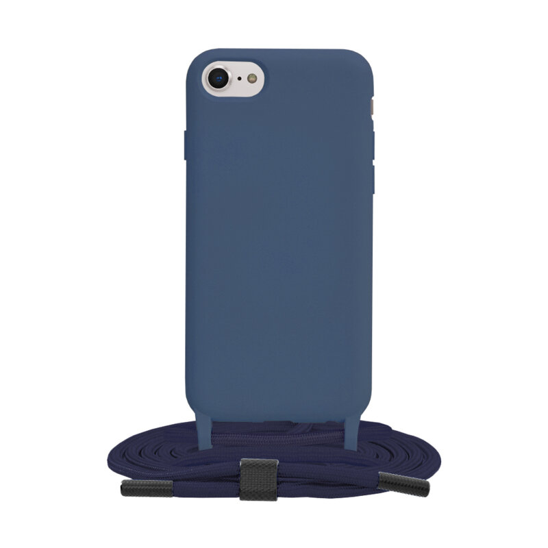 Husa cu snur iPhone SE 3, SE 2022 Techsuit Crossbody Lanyard, albastru
