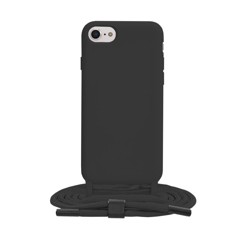 Husa cu snur iPhone SE 3, SE 2022 Techsuit Crossbody Lanyard, negru