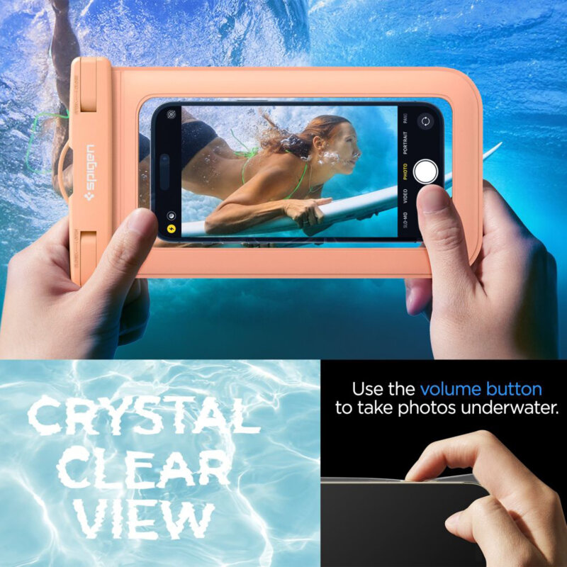 Husa subacvatica telefon waterproof Spigen A601, portocaliu