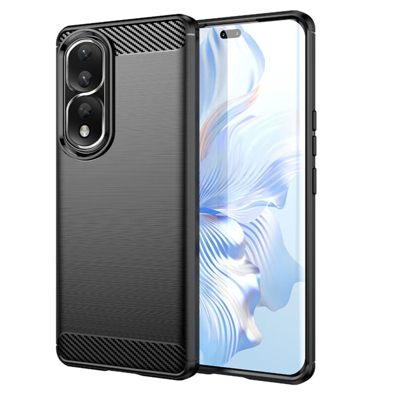 Husa Honor 80 Pro Techsuit Carbon Silicone, negru