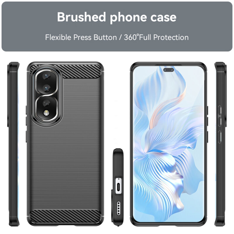 Husa Honor 80 Pro Techsuit Carbon Silicone, negru