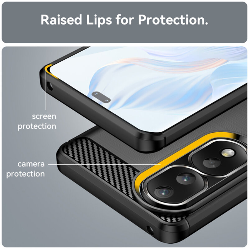 Husa Honor 90 Pro Techsuit Carbon Silicone, negru