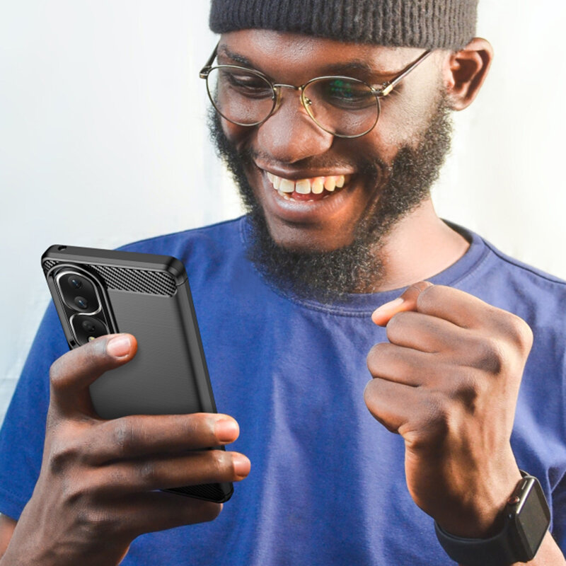 Husa Honor 90 Pro Techsuit Carbon Silicone, negru