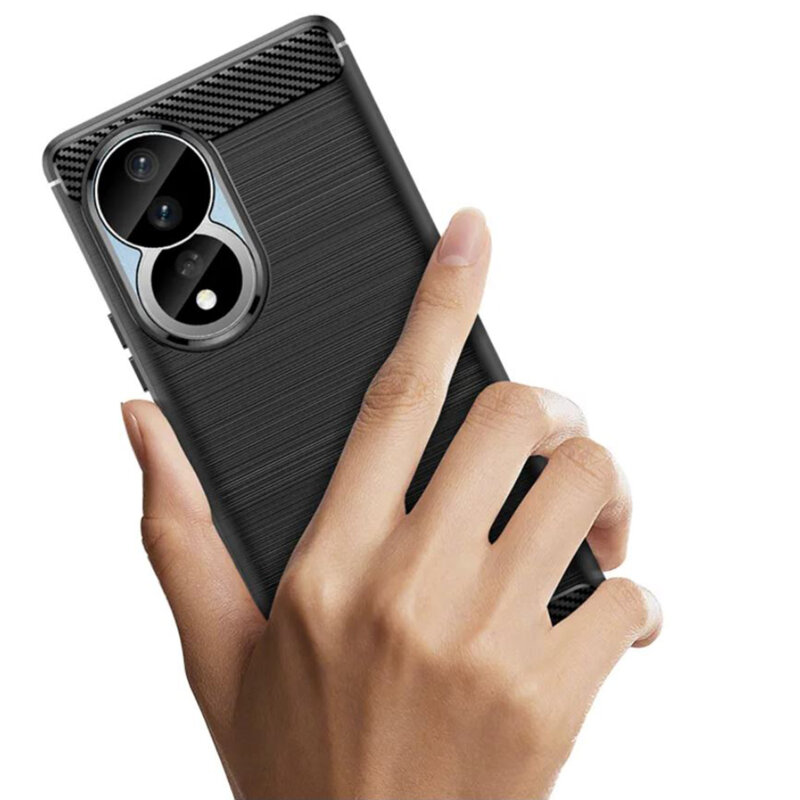 Husa Honor 80 Techsuit Carbon Silicone, negru