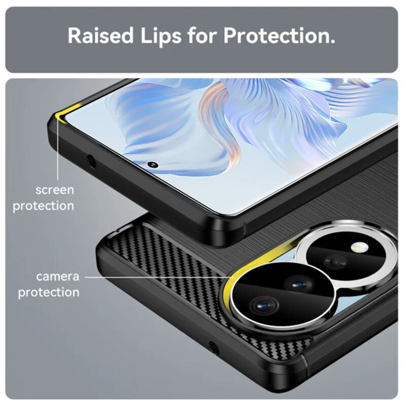 Husa Honor 80 Techsuit Carbon Silicone, negru