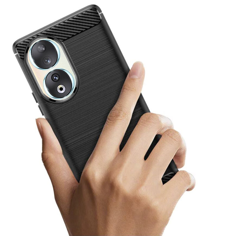 Husa Honor 90 Techsuit Carbon Silicone, negru