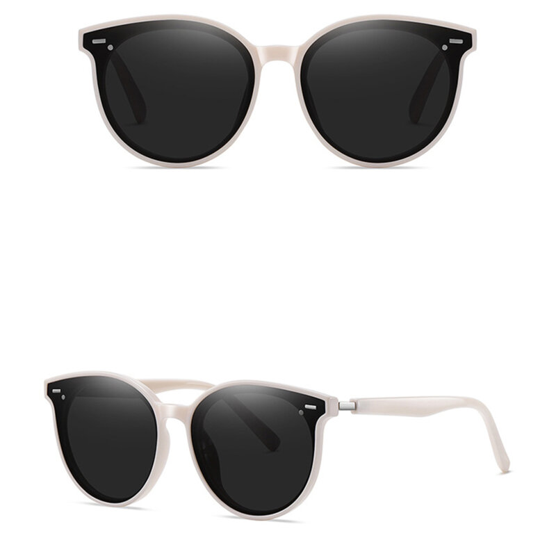 Ochelari soare rotunzi dama Techsui, crem, ZC105-C128