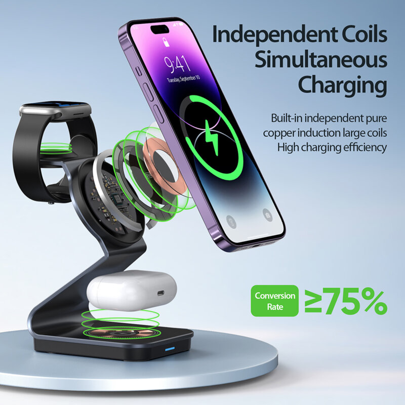 Statie incarcare wireless Apple, 15W Duzzona W15, transparenta