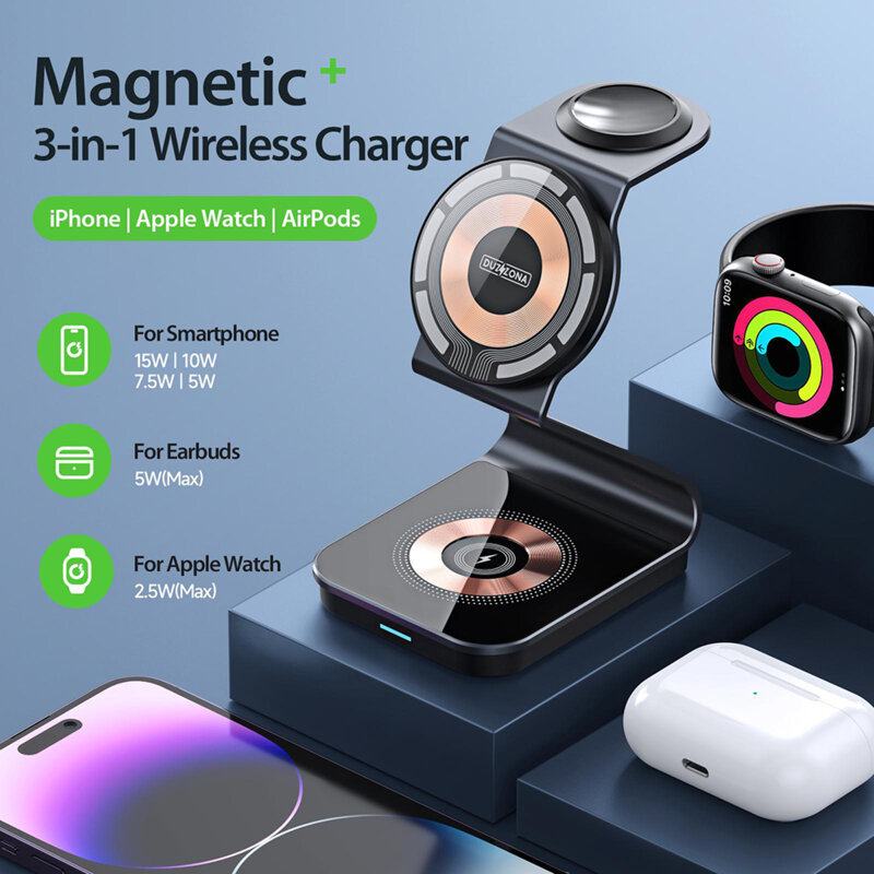 Statie incarcare wireless Apple, 15W Duzzona W15, transparenta