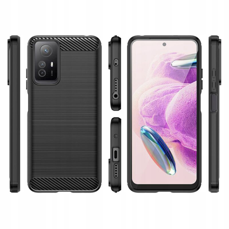 Husa Xiaomi Redmi Note 12S Techsuit Carbon Silicone, negru