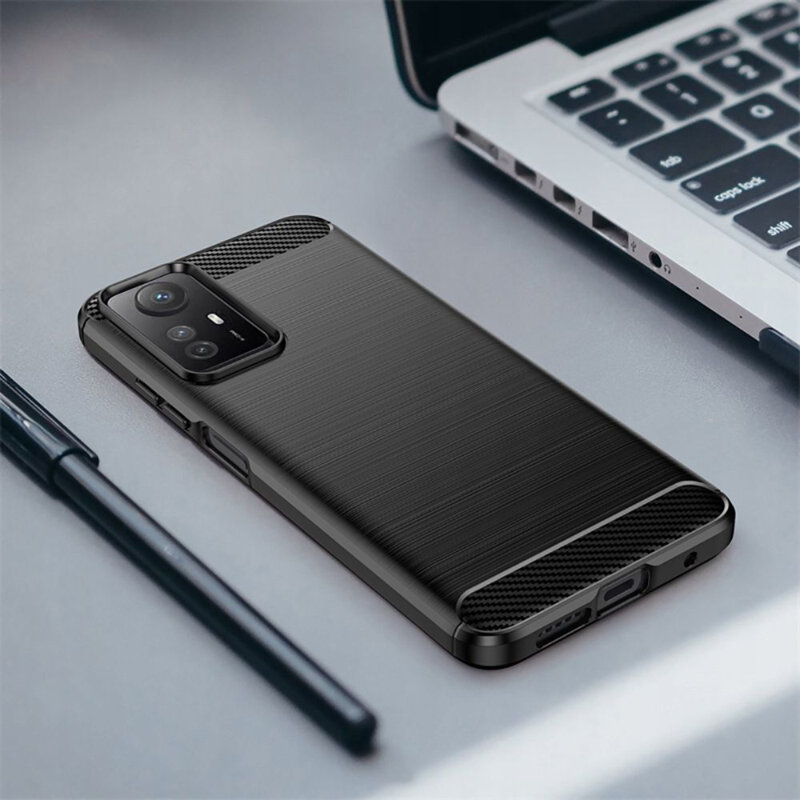 Husa Xiaomi Redmi Note 12S Techsuit Carbon Silicone, negru