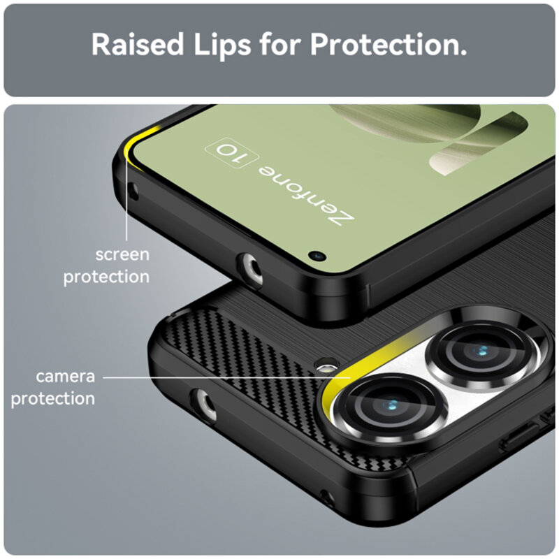 Husa Asus Zenfone 10 Techsuit Carbon Silicone, negru
