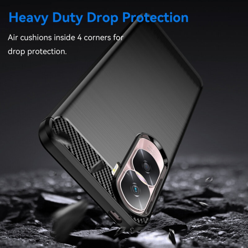 Husa Honor 90 Lite Techsuit Carbon Silicone, negru