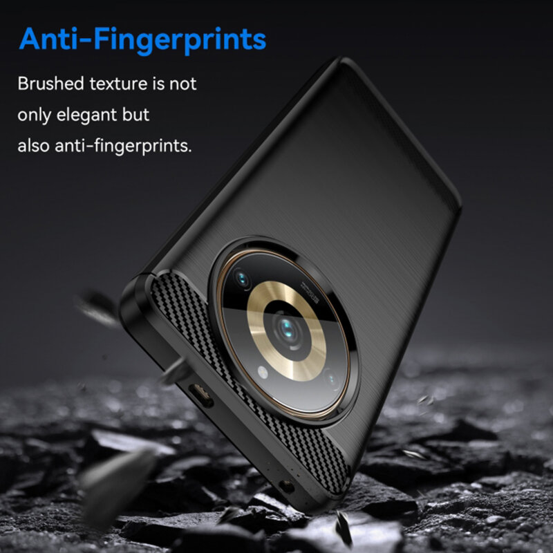 Husa Realme 11 Pro+ Techsuit Carbon Silicone, negru