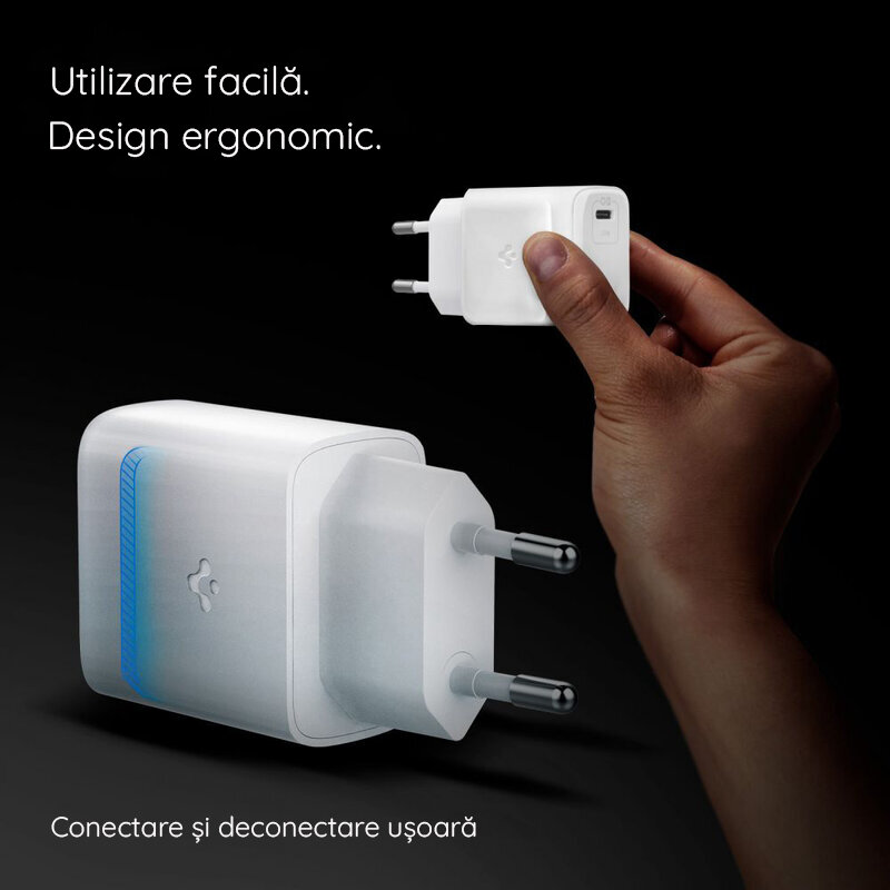 Incarcator priza USB-C Spigen Power Arc PD20W, QC3.0, alb