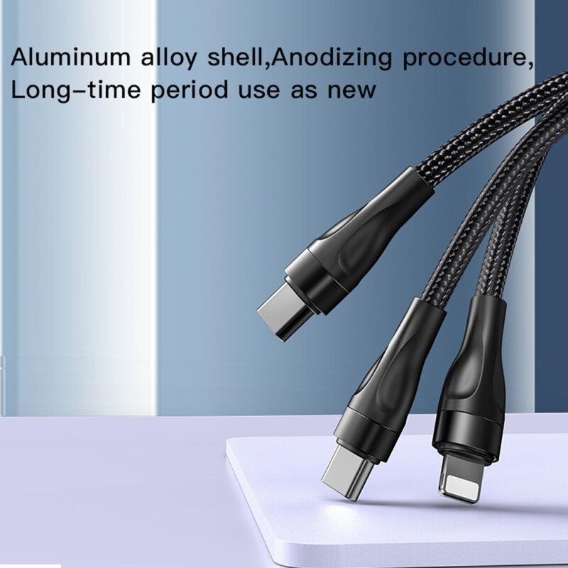 Cablu Type-C la 2xUSB-C, 2xLightning, 1.2m, 4A Yesido CA110