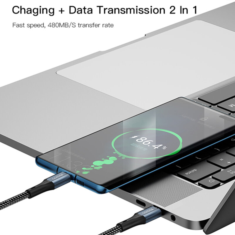 Cablu de date 2 x Type-C Yesido CA96, 3A, 60W, 480Mbps, 1.2m