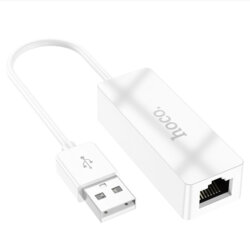 Adaptor Ethernet RJ45 USB Hoco UA22, 100Mbps, 15cm, alb