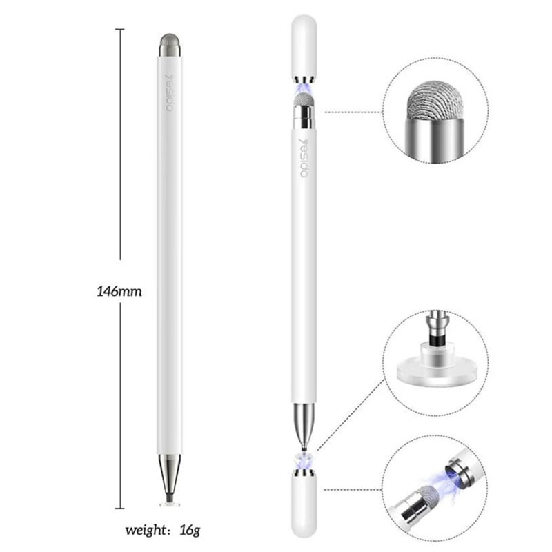 Creion touchscreen, stylus pen universal Yesido ST02, alb