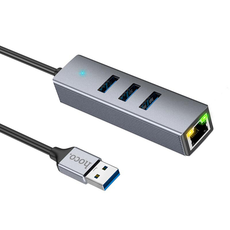 Docking station USB3.0, Ethernet Hoco HB34, 1000Mbps, gri