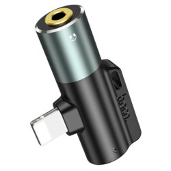 Adaptor telefon audio mufa Jack, iPhone Hoco LS32, 2A, gri
