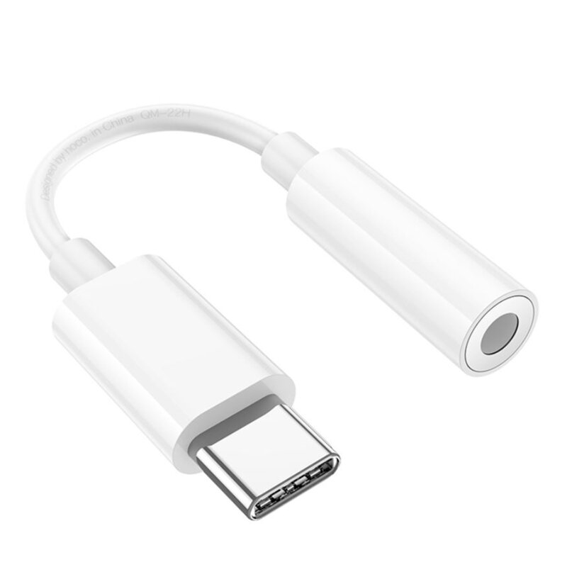 Convertor tip C, adaptor USB-C la Jack 3.5mm Hoco LS35, alb