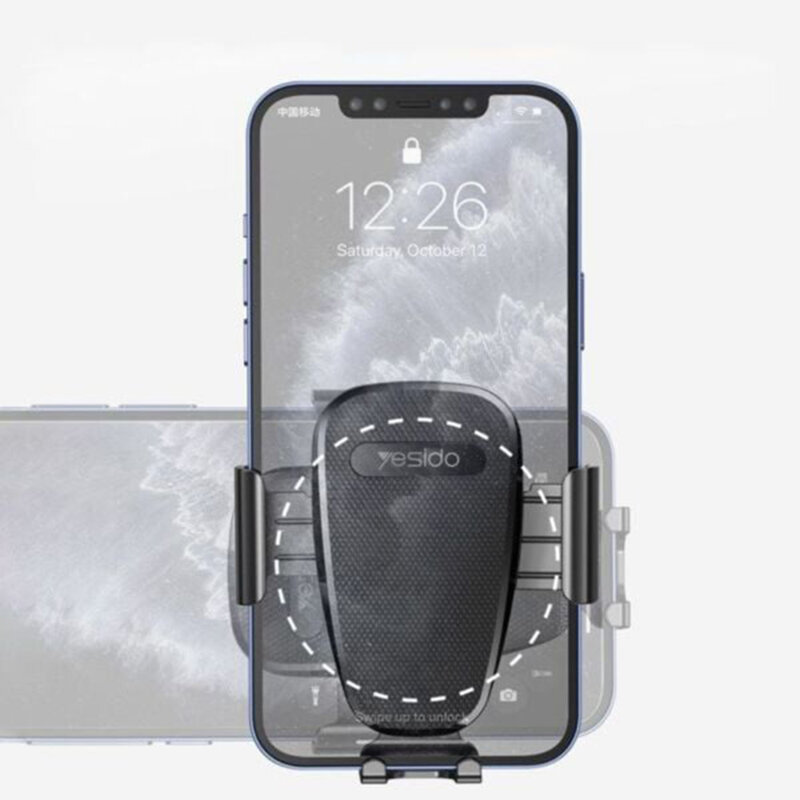 Suport telefon auto cu ventuza pentru bord Yesido C130, negru