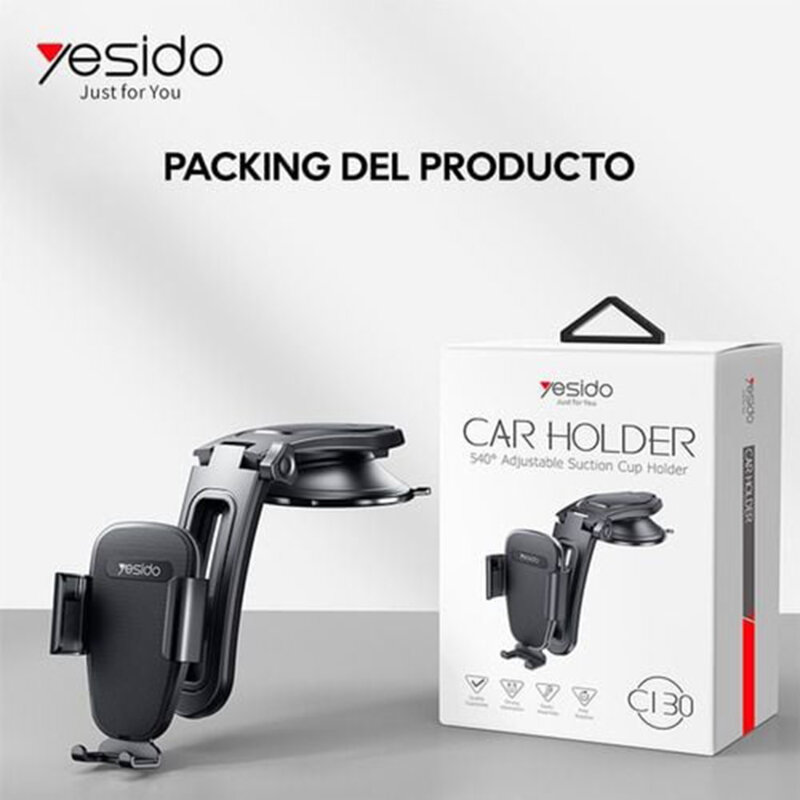 Suport telefon auto cu ventuza pentru bord Yesido C130, negru