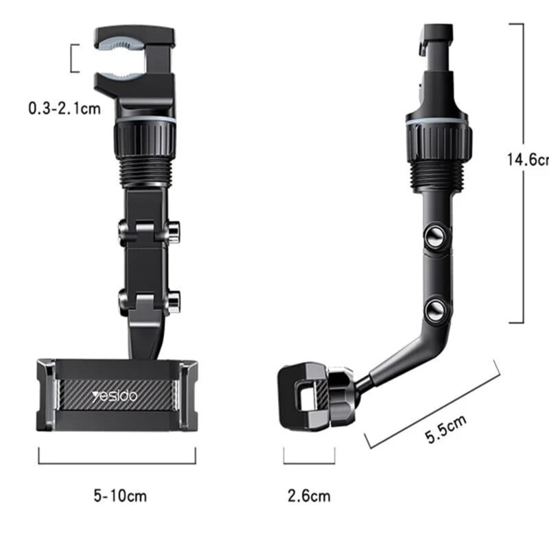 Suport oglinda retrovizoare pentru telefon Yesido C192, negru