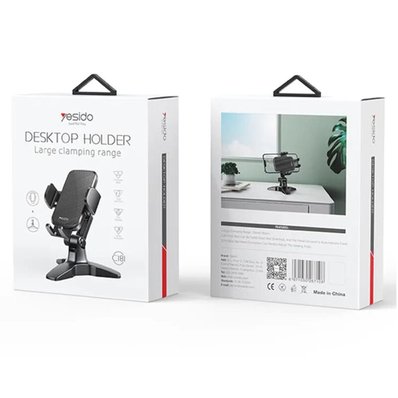 Suport de telefon pentru birou ajustabil Yesido C181, negru