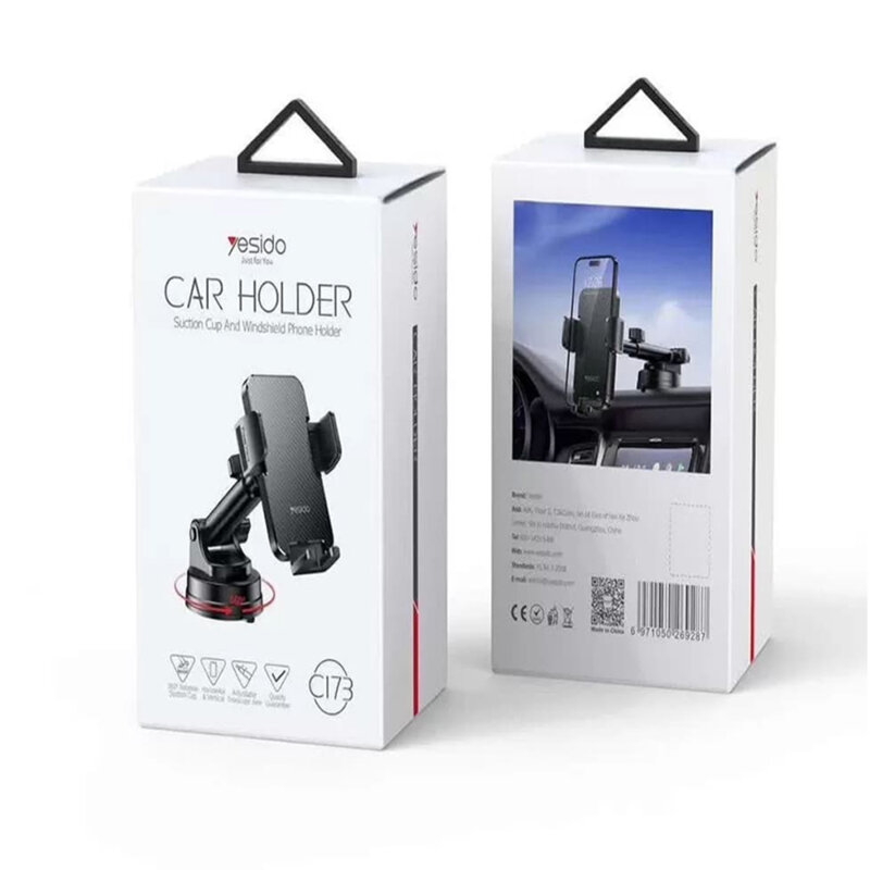 Suport telefon auto pentru parbriz si bord Yesido C173, negru
