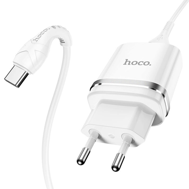 Incarcator priza USB + cablu Type-C Hoco N1, 2.4A, 12W, alb