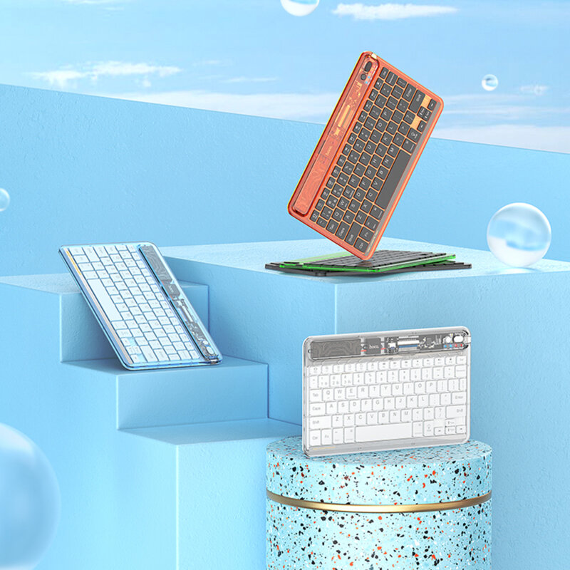 Tastatura Bluetooth wireless cu lumini Hoco S55, alb