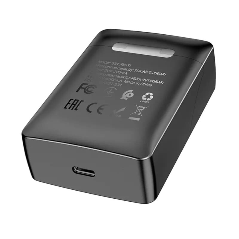 Lavaliera telefon iPhone, microfon wireless Hoco S31, gri