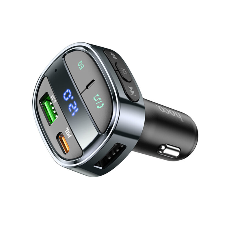 Modulator auto Bluetooth FM PD30W + USB QC3.0 Hoco E70, negru